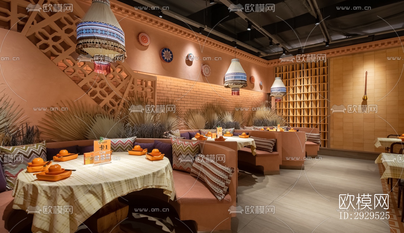 东南亚西餐厅效果图下载（渲染图2）