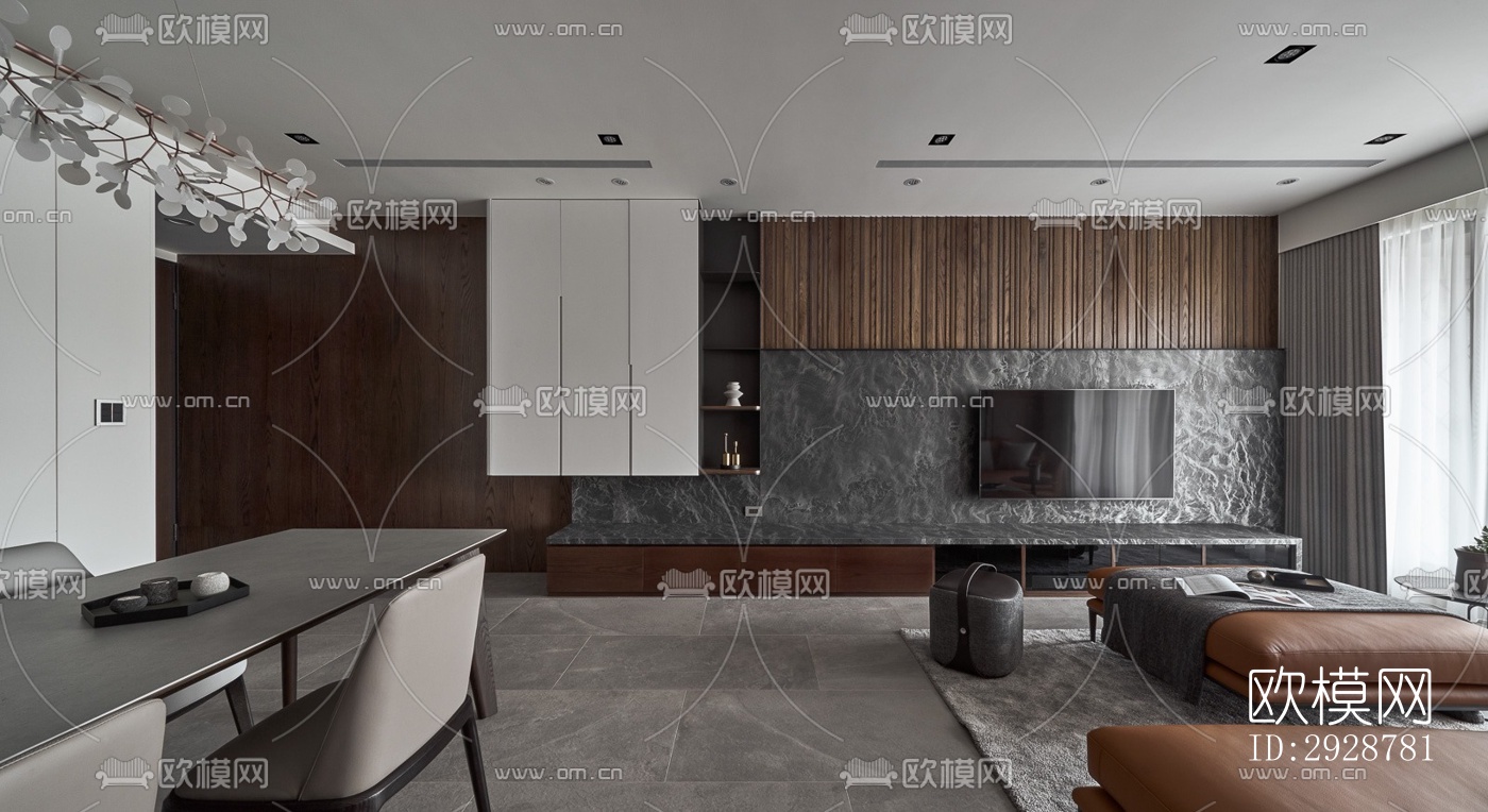 现代平层效果图下载（渲染图6）