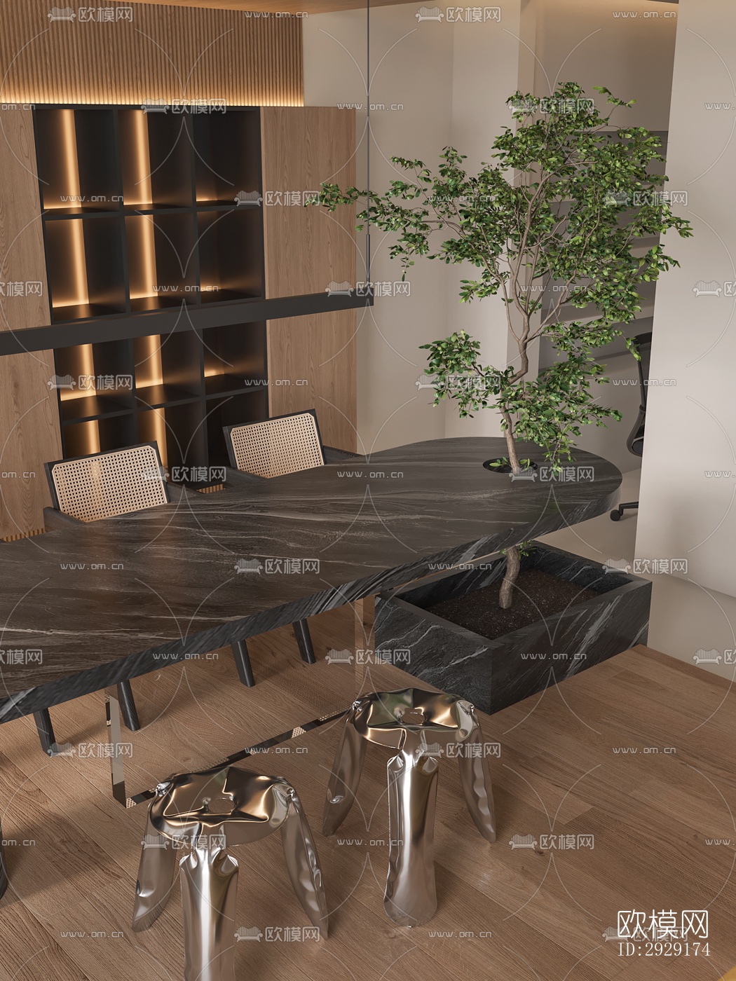 现代办公区效果图下载（渲染图9）