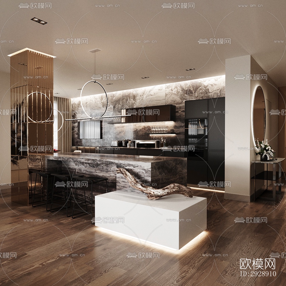 现代平层效果图下载（渲染图1）