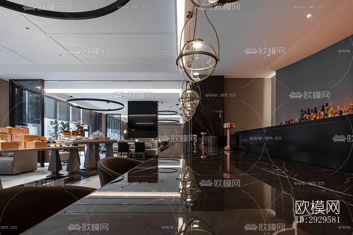 高级灰西餐厅效果图下载（渲染图3）