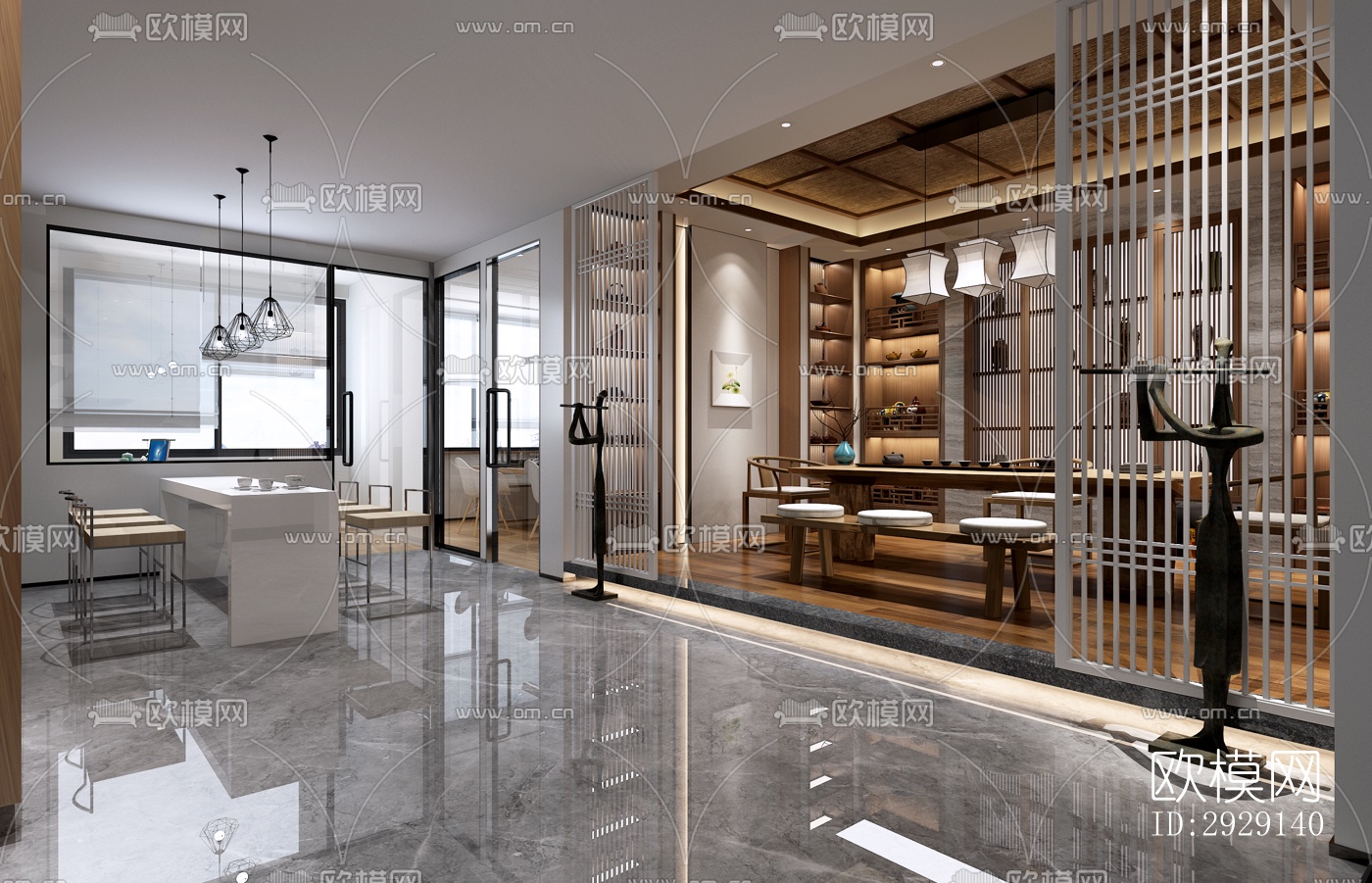 现代办公区效果图下载（渲染图8）