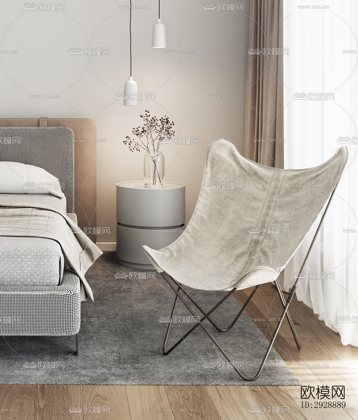 现代平层效果图下载（渲染图13）