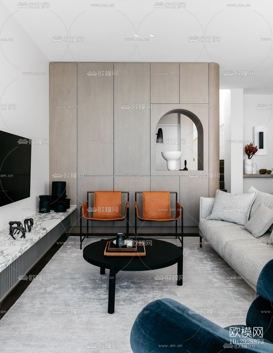 现代平层效果图下载（渲染图12）