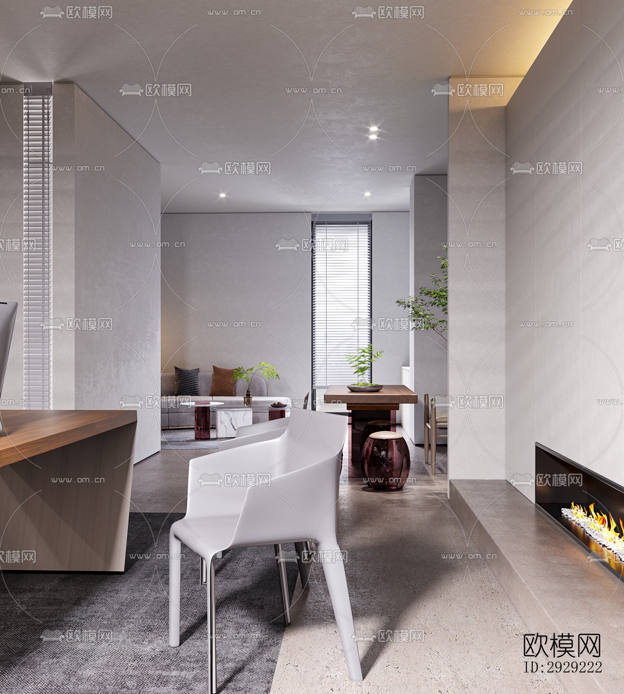 现代经理室效果图下载（渲染图7）