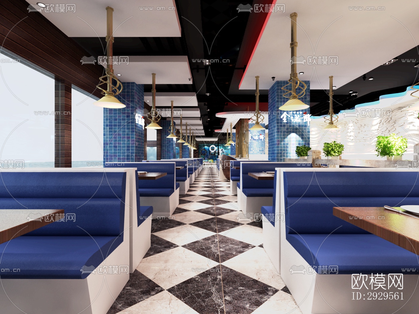 现代西餐厅效果图下载（渲染图5）