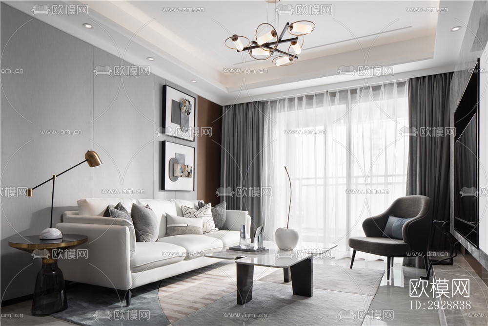 现代平层效果图下载（渲染图10）