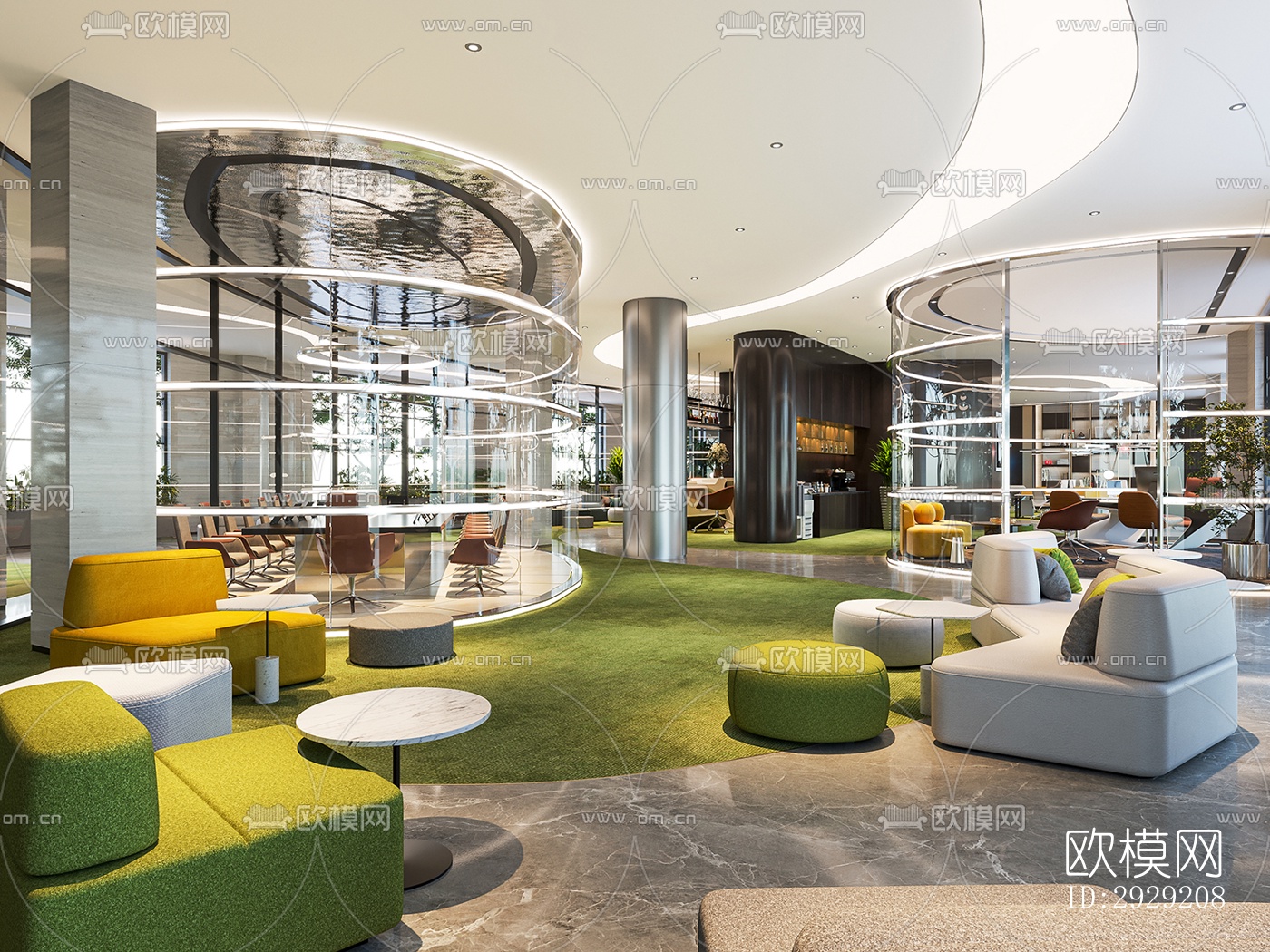 现代商务大堂效果图下载（渲染图2）