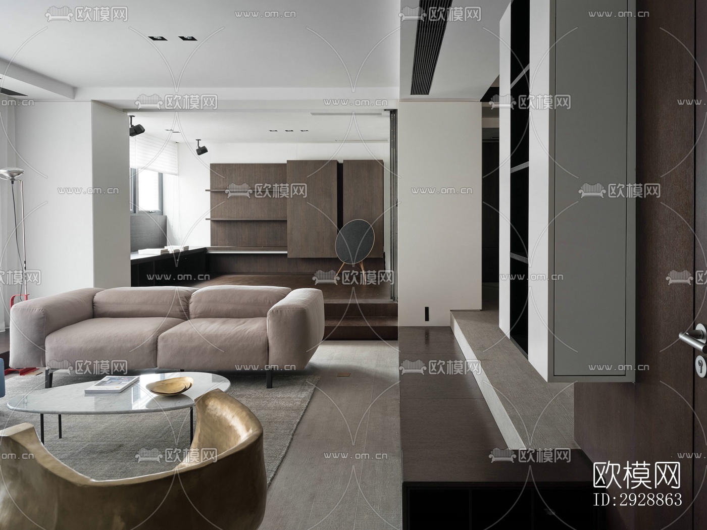 现代平层效果图下载（渲染图1）