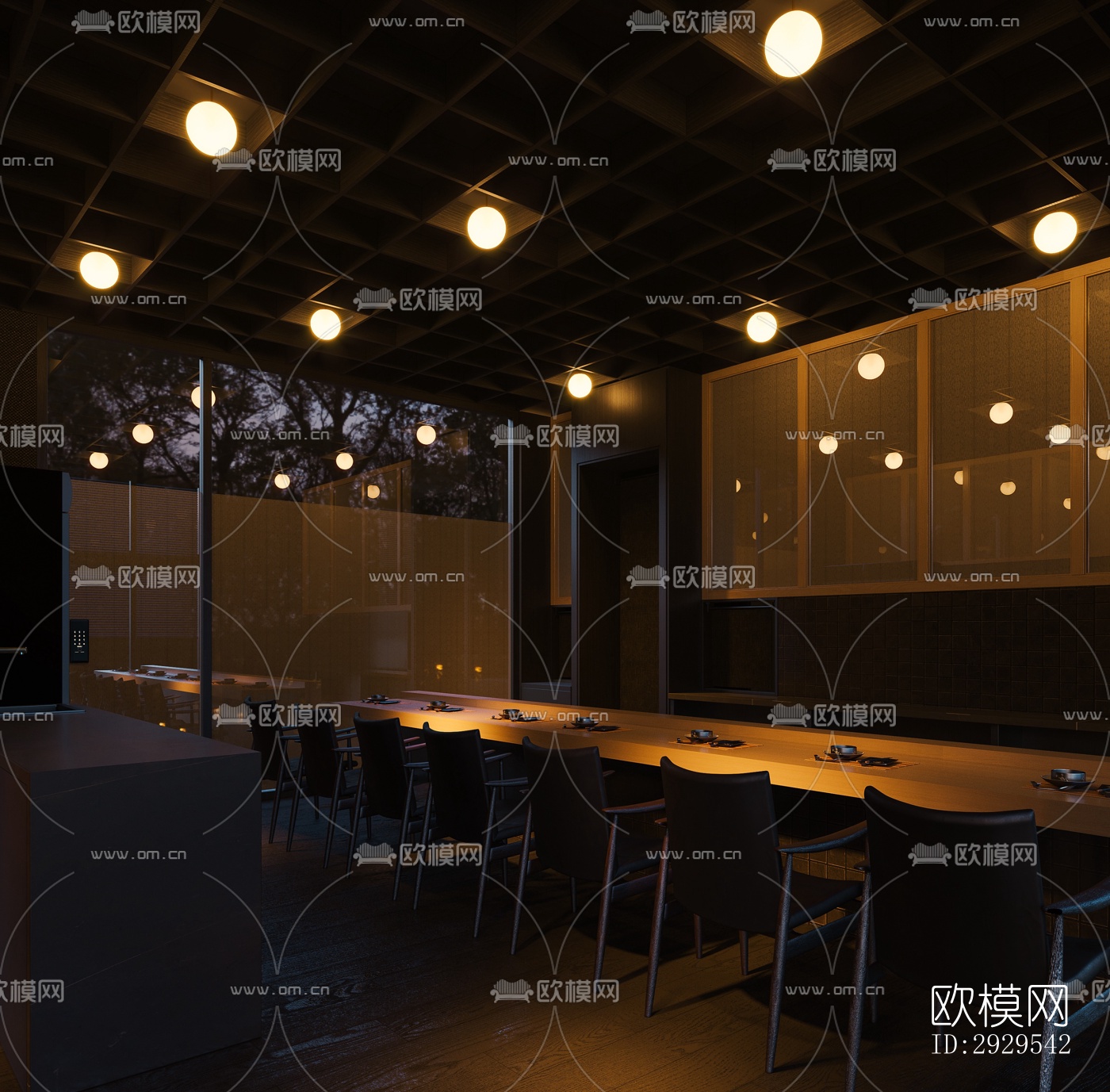 后现代西餐厅效果图下载（渲染图6）