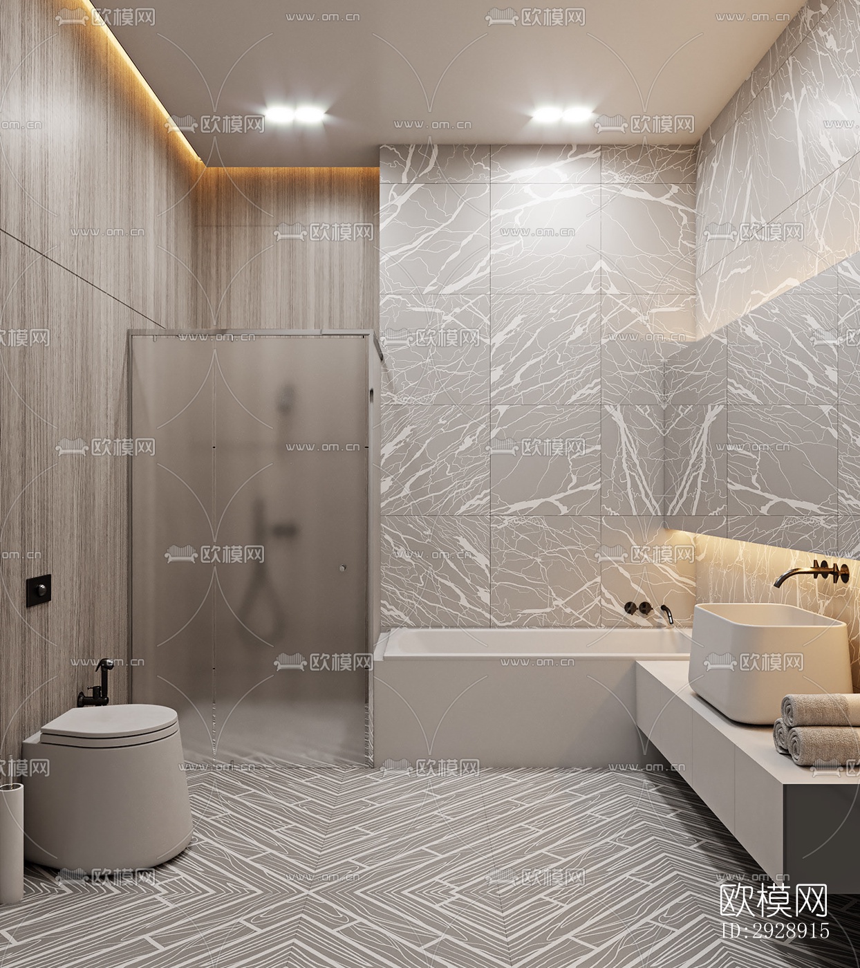 现代平层效果图下载（渲染图3）