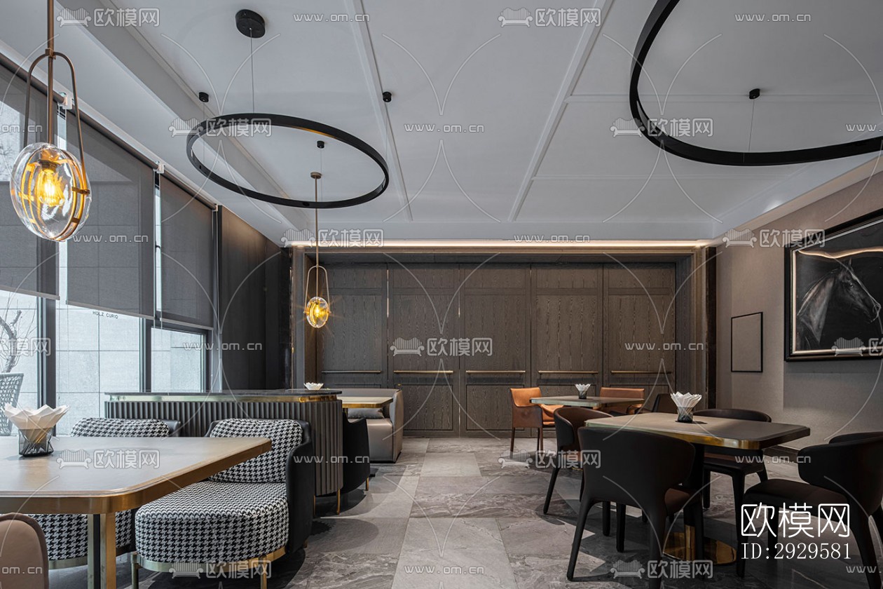 高级灰西餐厅效果图下载（渲染图6）