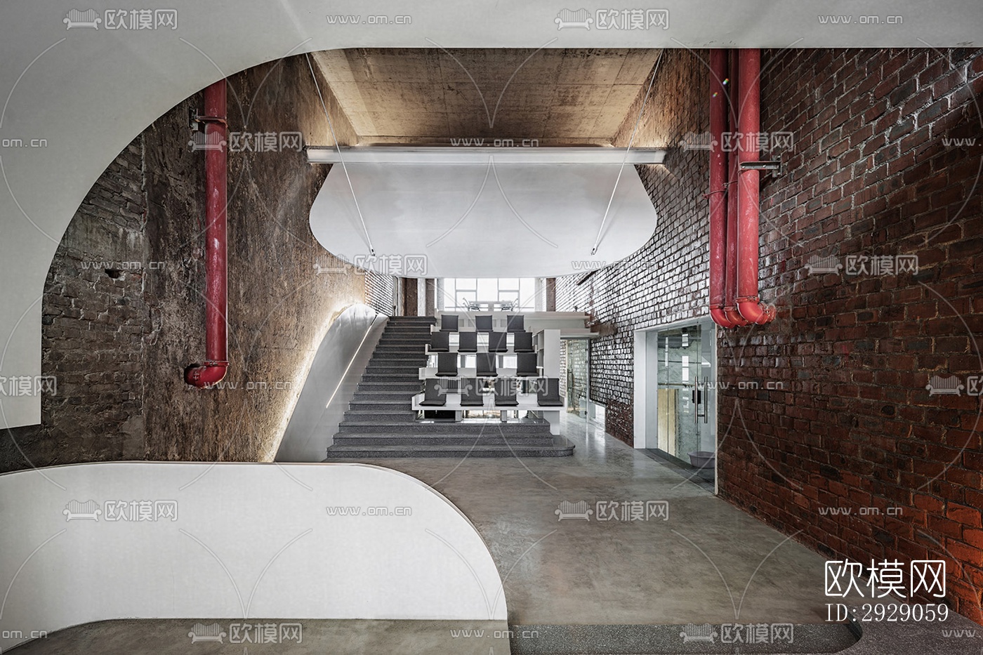 工业风办公区效果图下载（渲染图1）