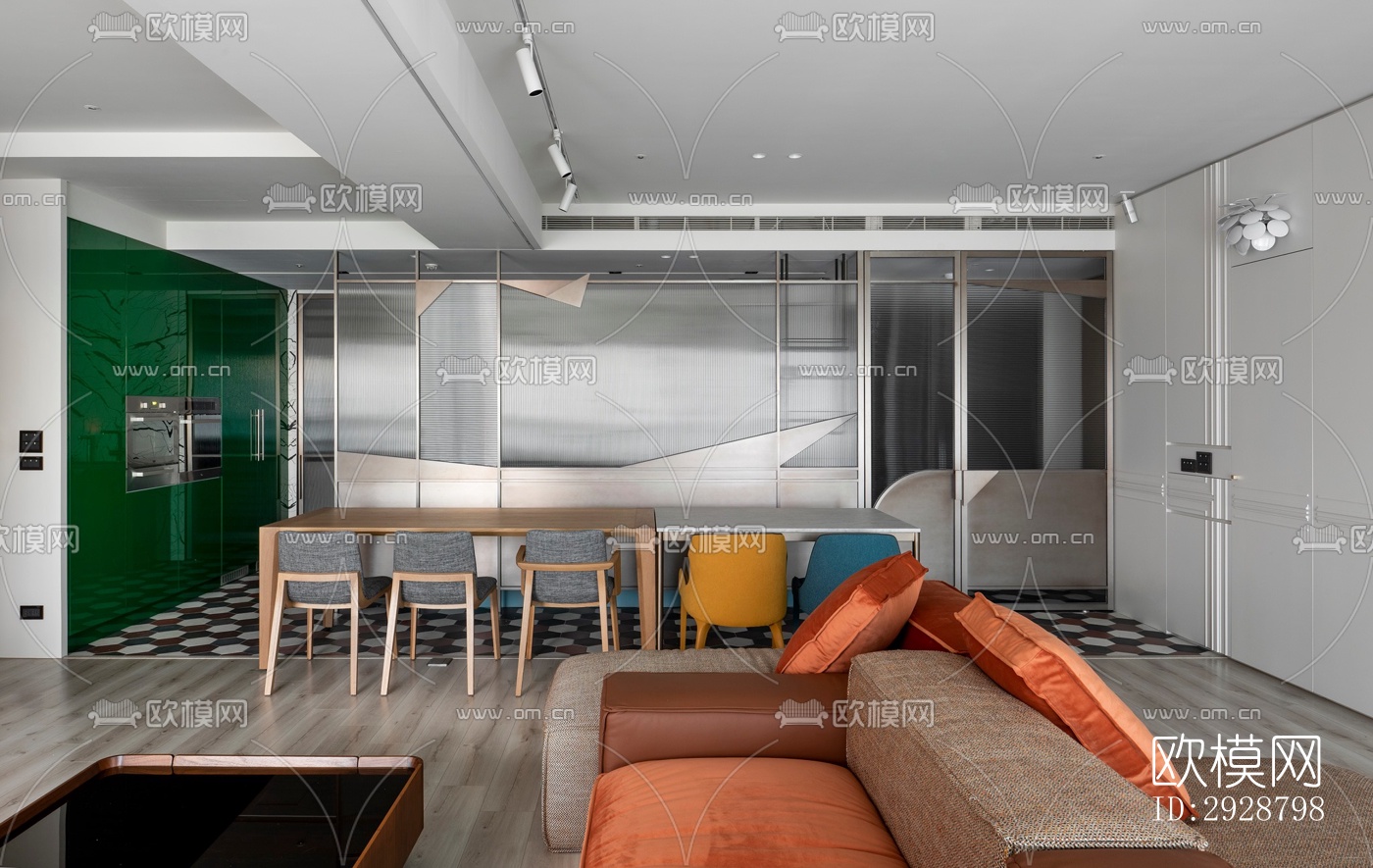 现代平层效果图下载（渲染图9）