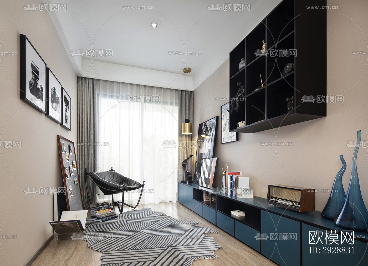 现代平层效果图下载（渲染图16）