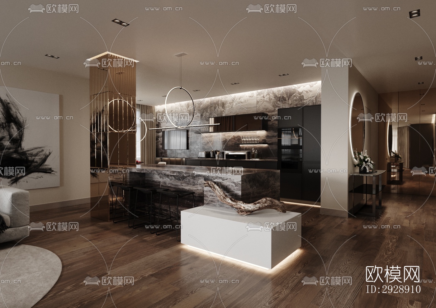 现代平层效果图下载（渲染图18）