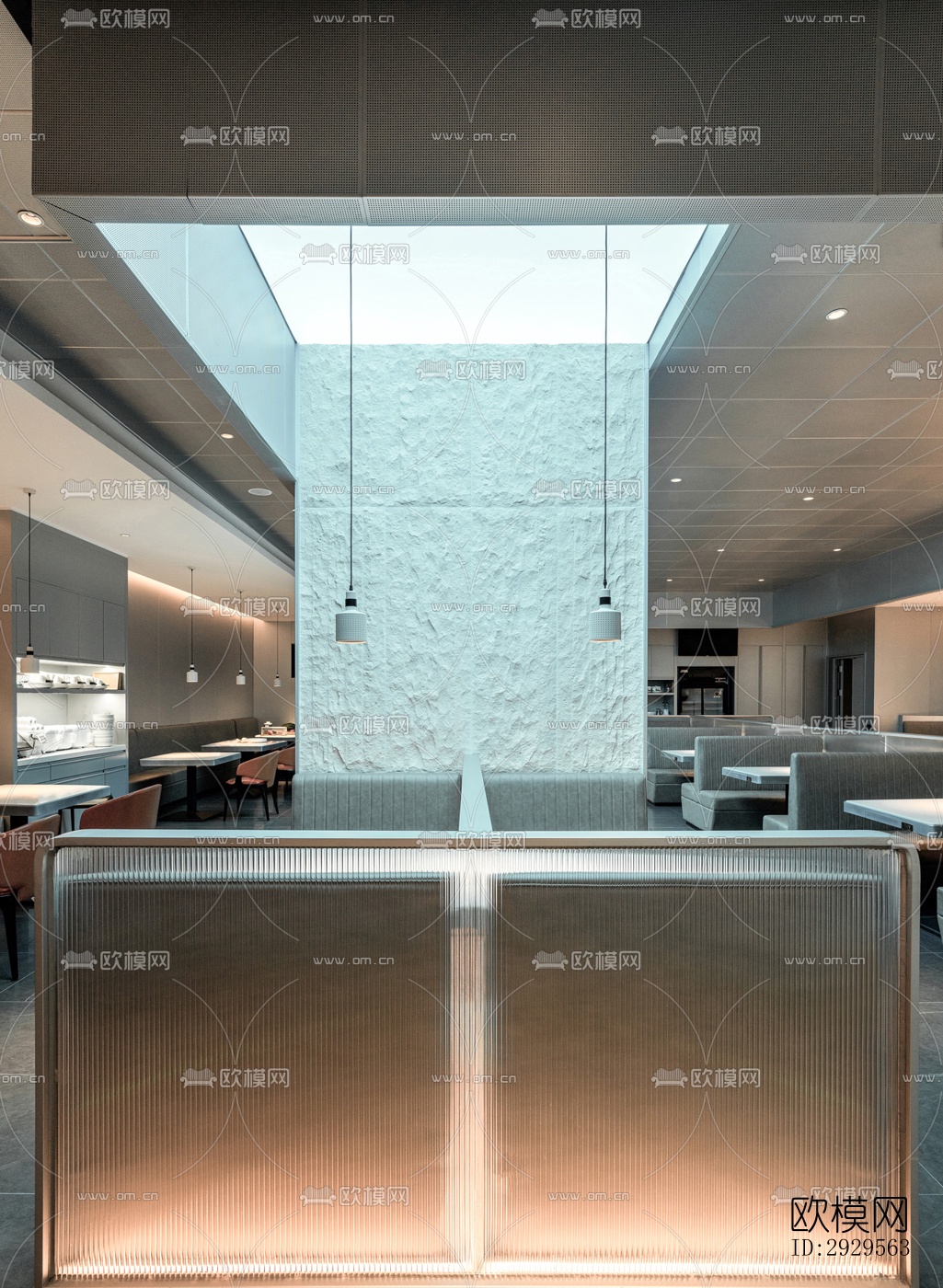 现代西餐厅效果图下载（渲染图1）