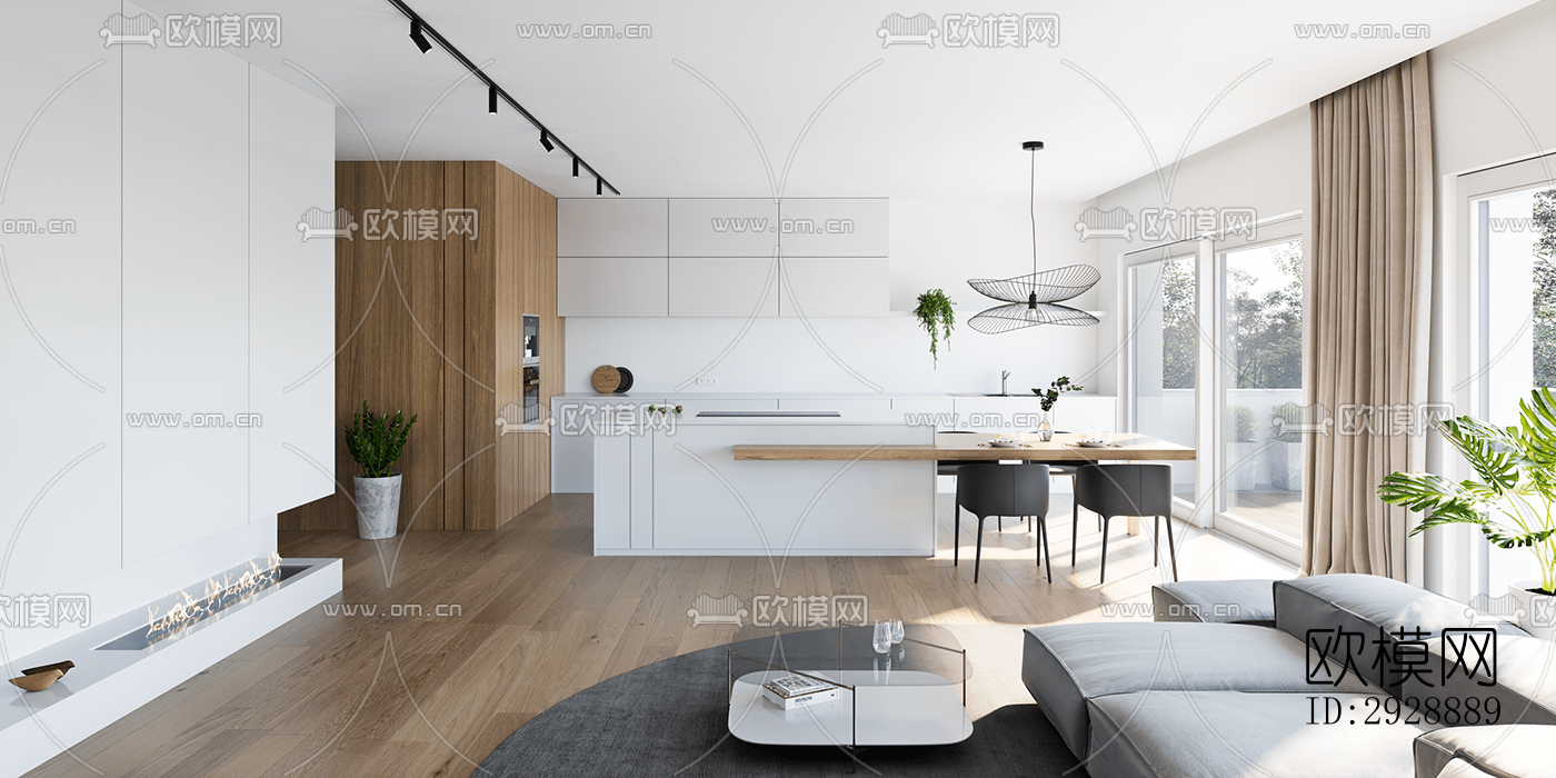 现代平层效果图下载（渲染图8）