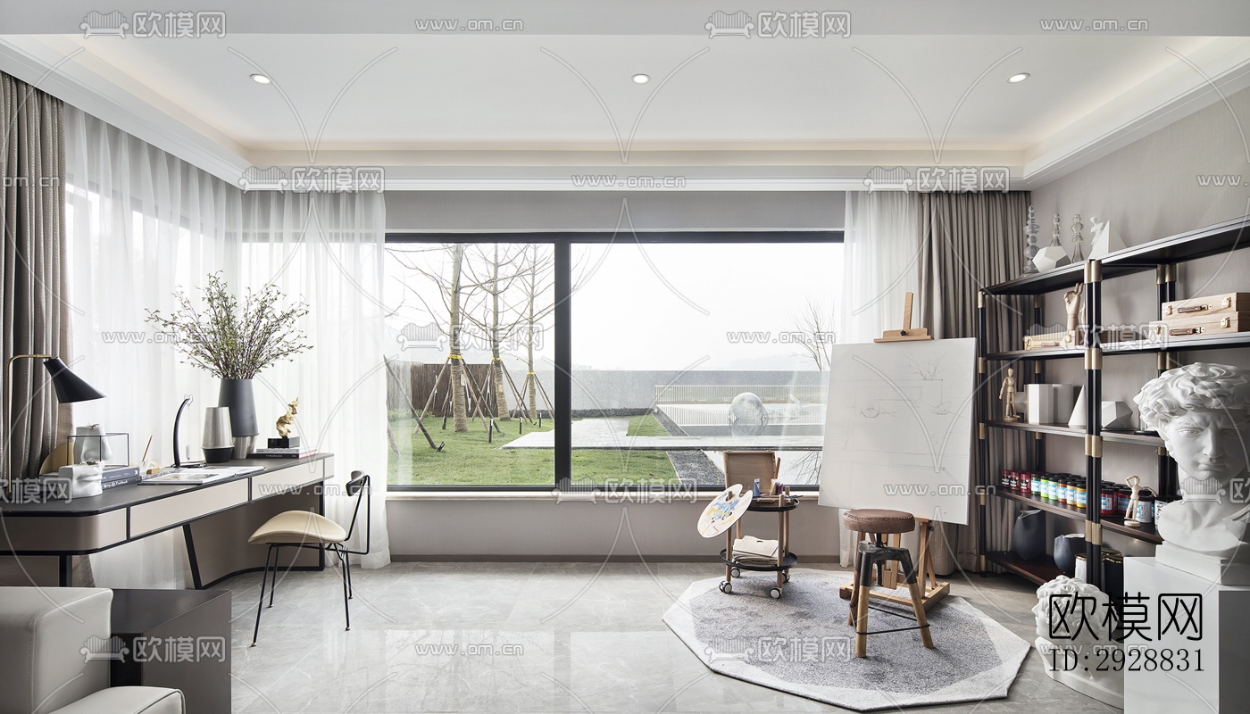 现代平层效果图下载（渲染图7）