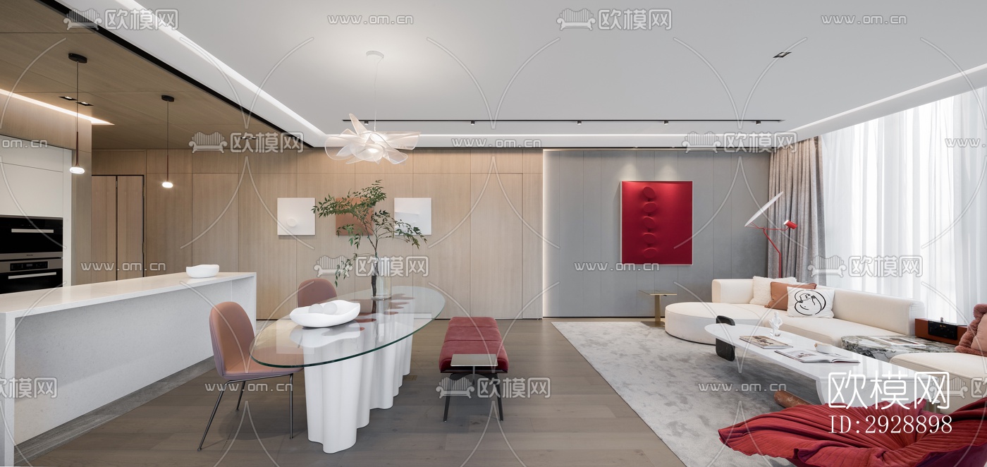 现代平层效果图下载（渲染图18）