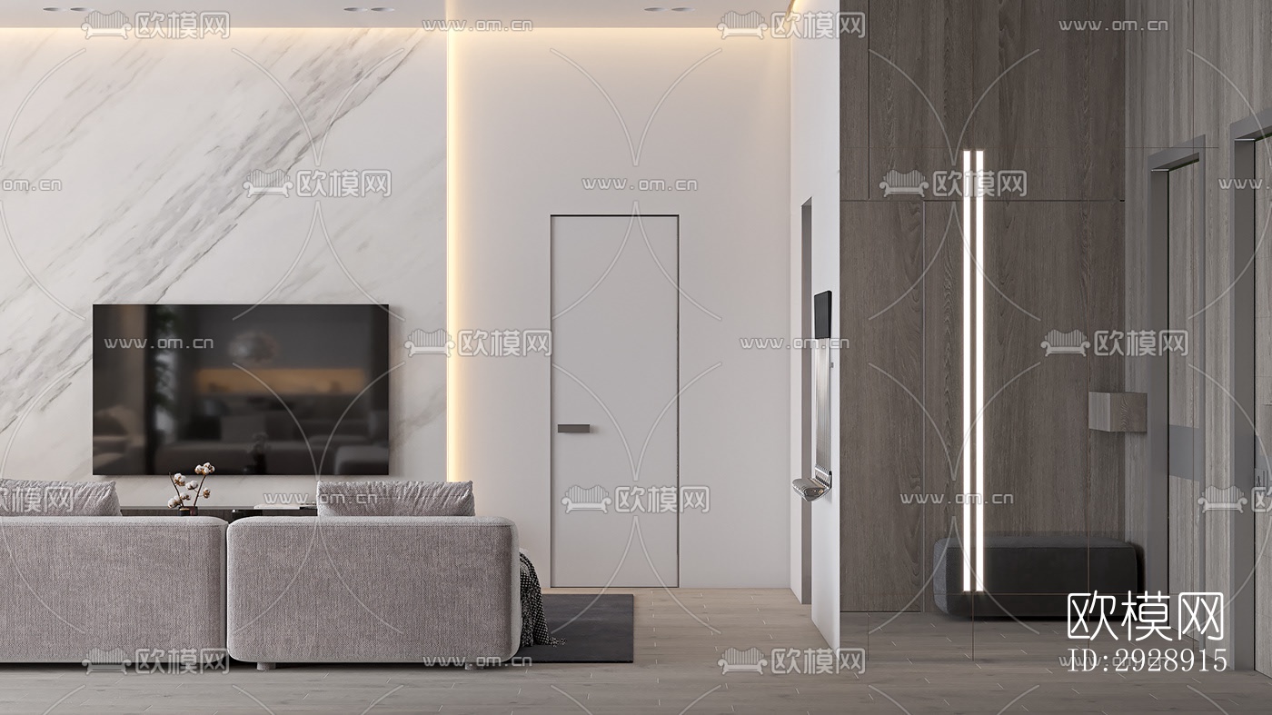 现代平层效果图下载（渲染图12）