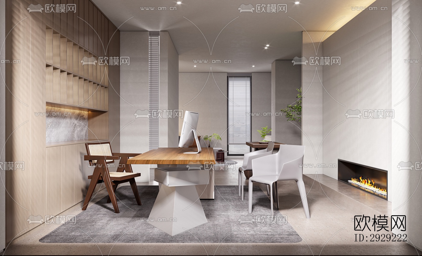 现代经理室效果图下载（渲染图8）