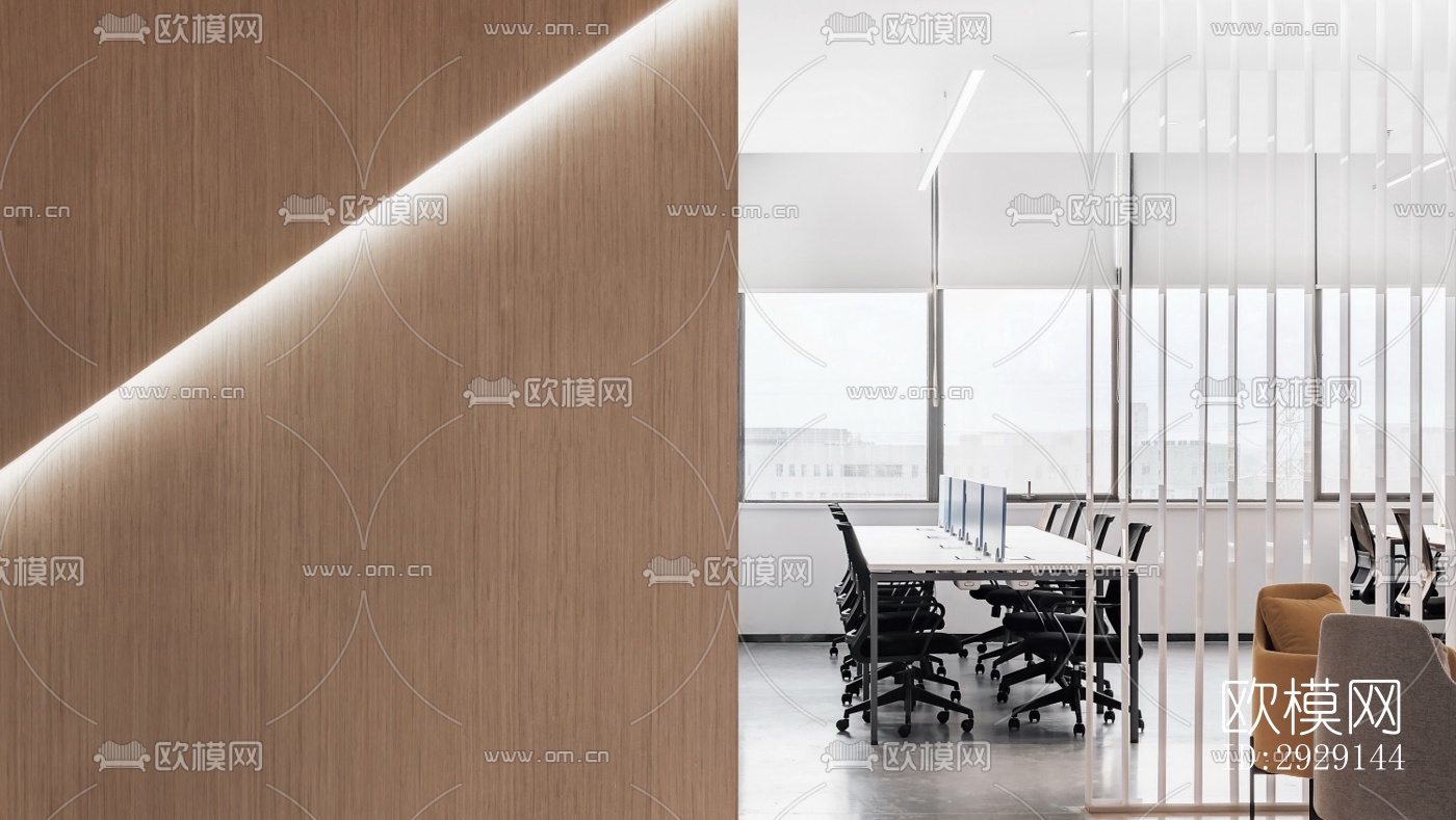 现代办公区效果图下载（渲染图3）