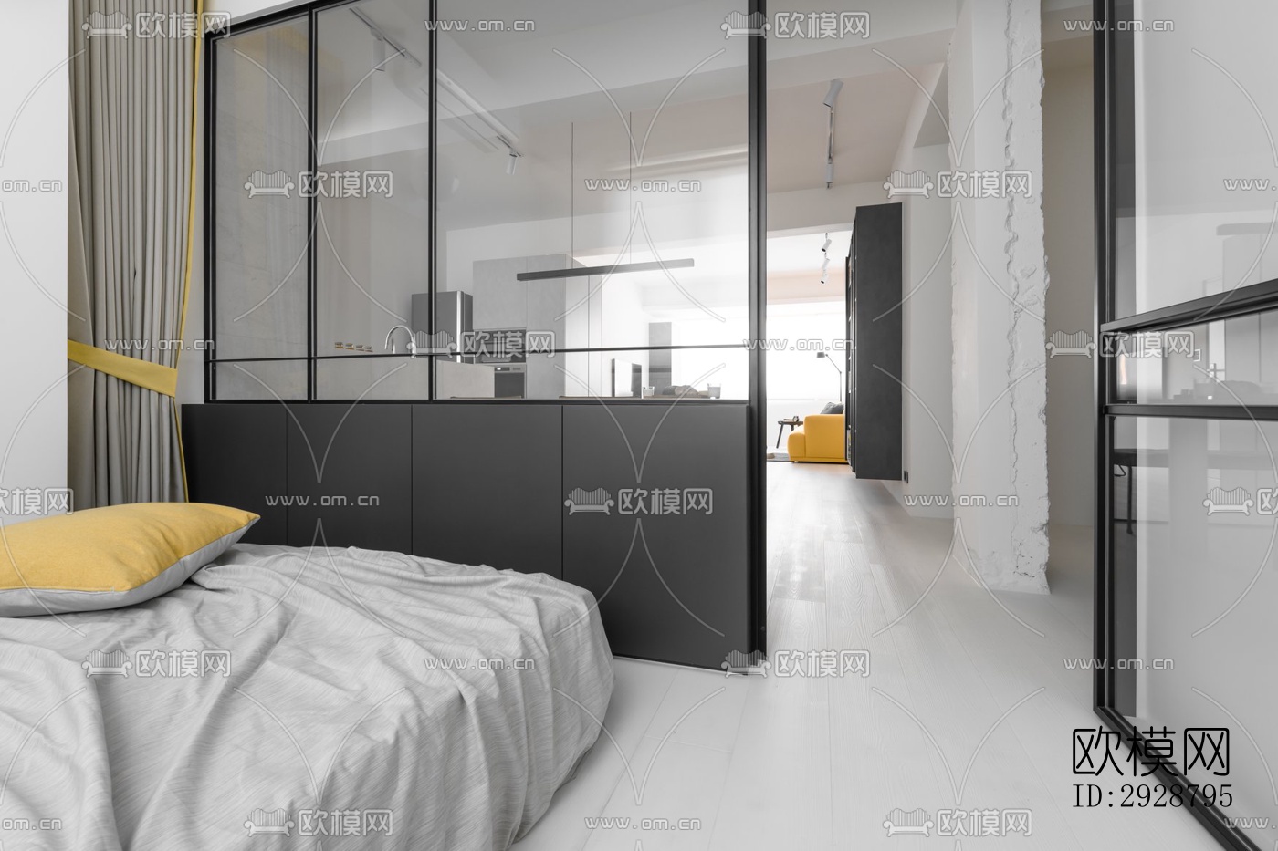 现代平层效果图下载（渲染图13）