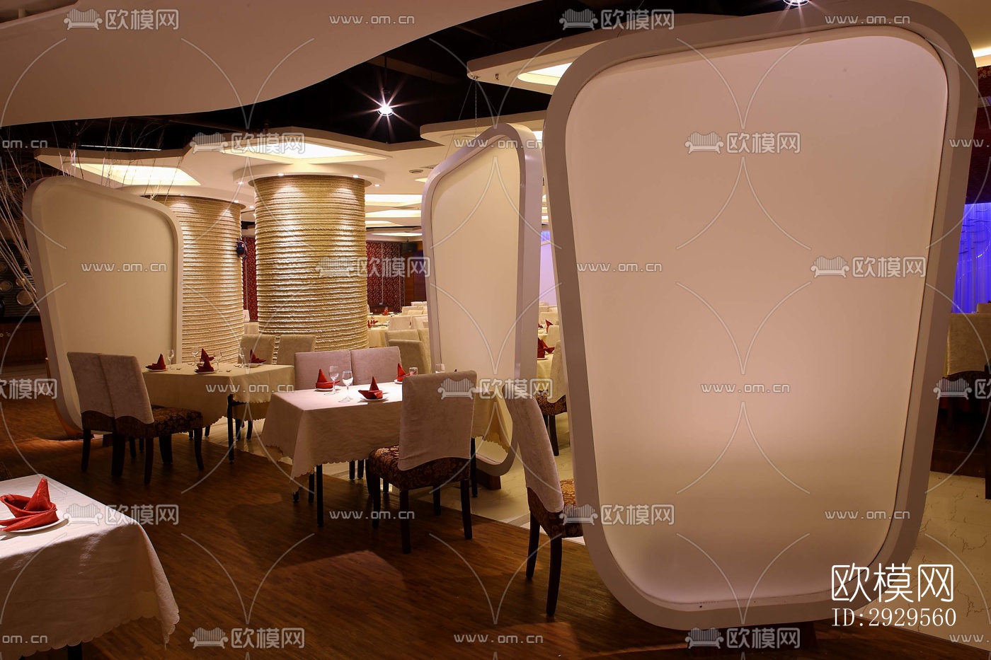 新中式西餐厅效果图下载（渲染图5）