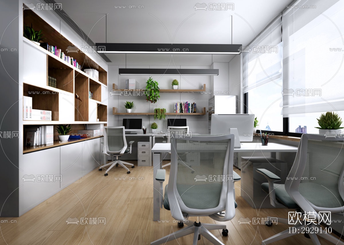 现代办公区效果图下载（渲染图4）