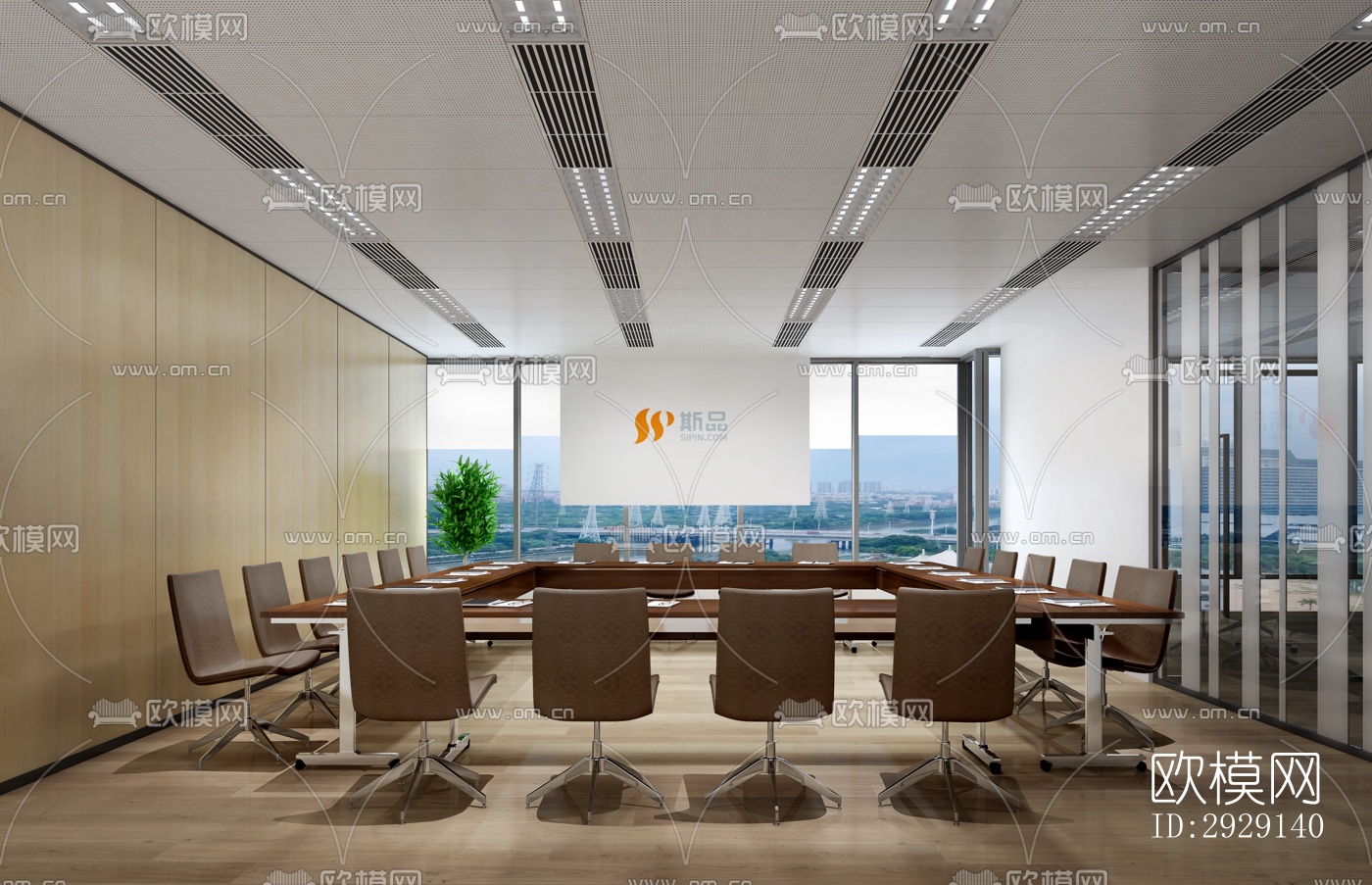 现代办公区效果图下载（渲染图13）