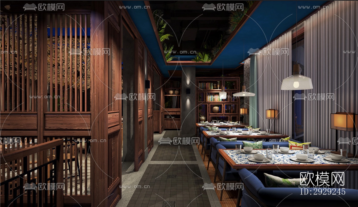 中式中餐厅效果图下载（渲染图2）