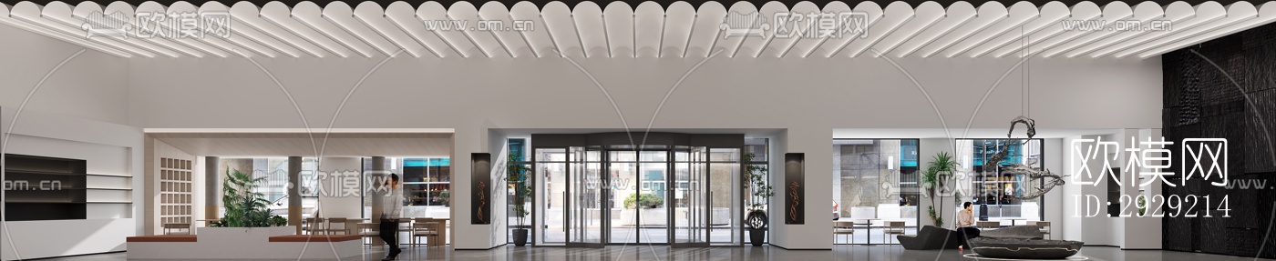 现代商务大堂效果图下载（渲染图6）