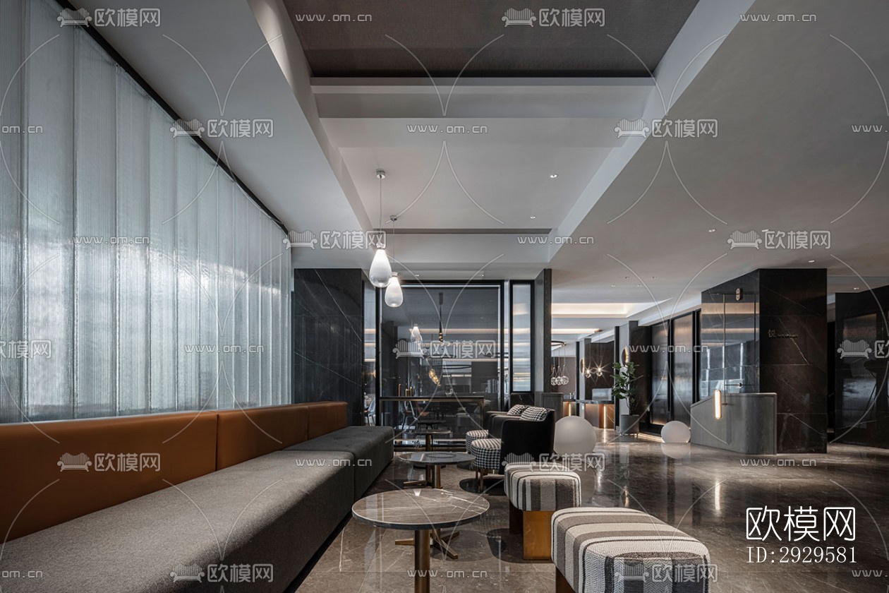 高级灰西餐厅效果图下载（渲染图12）