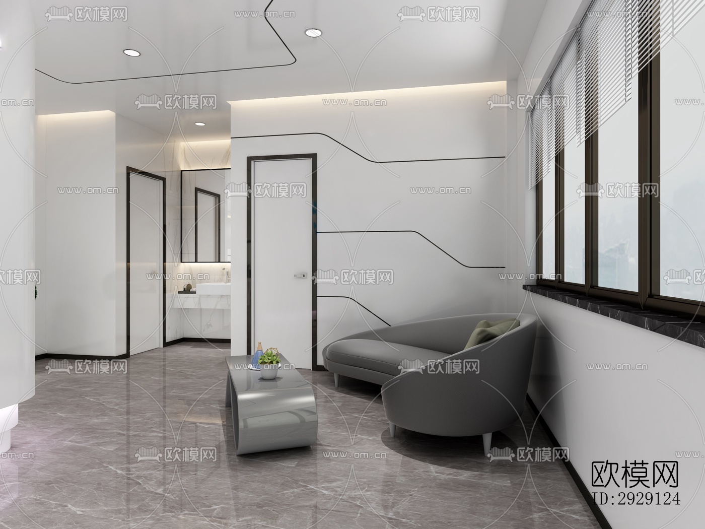 现代办公区效果图下载（渲染图5）