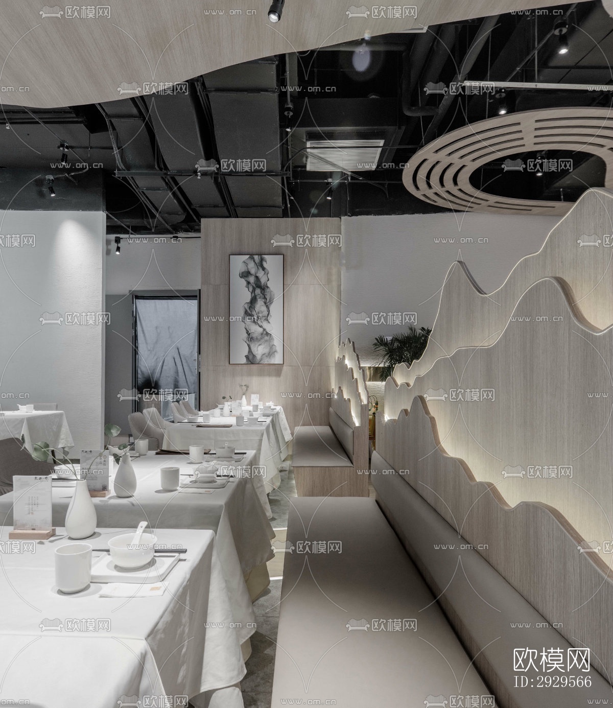 现代西餐厅效果图下载（渲染图7）