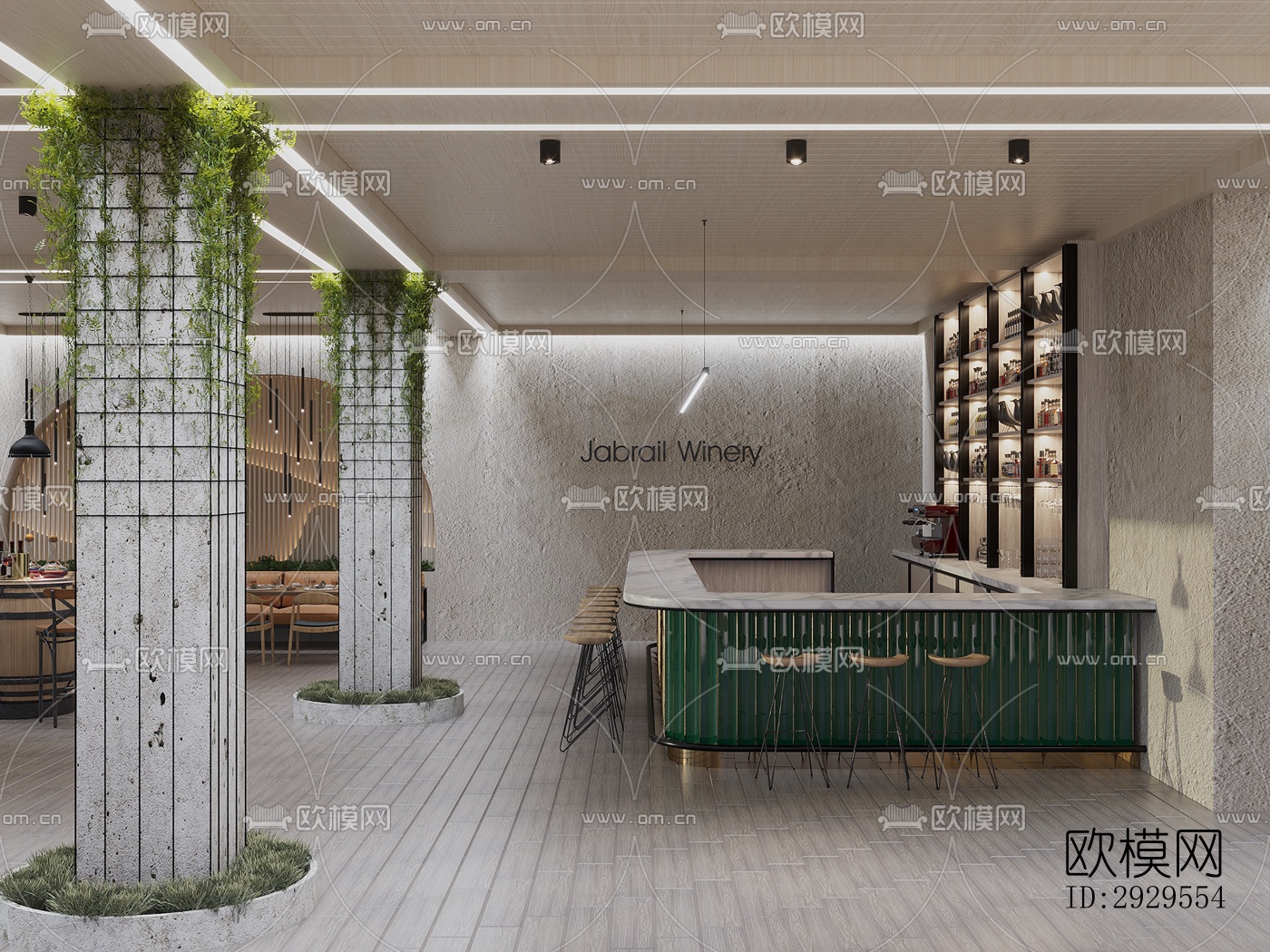 工业风西餐厅效果图下载（渲染图8）