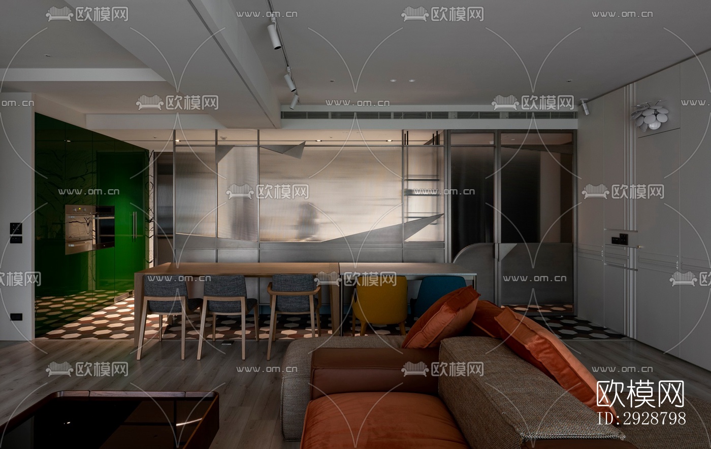 现代平层效果图下载（渲染图10）