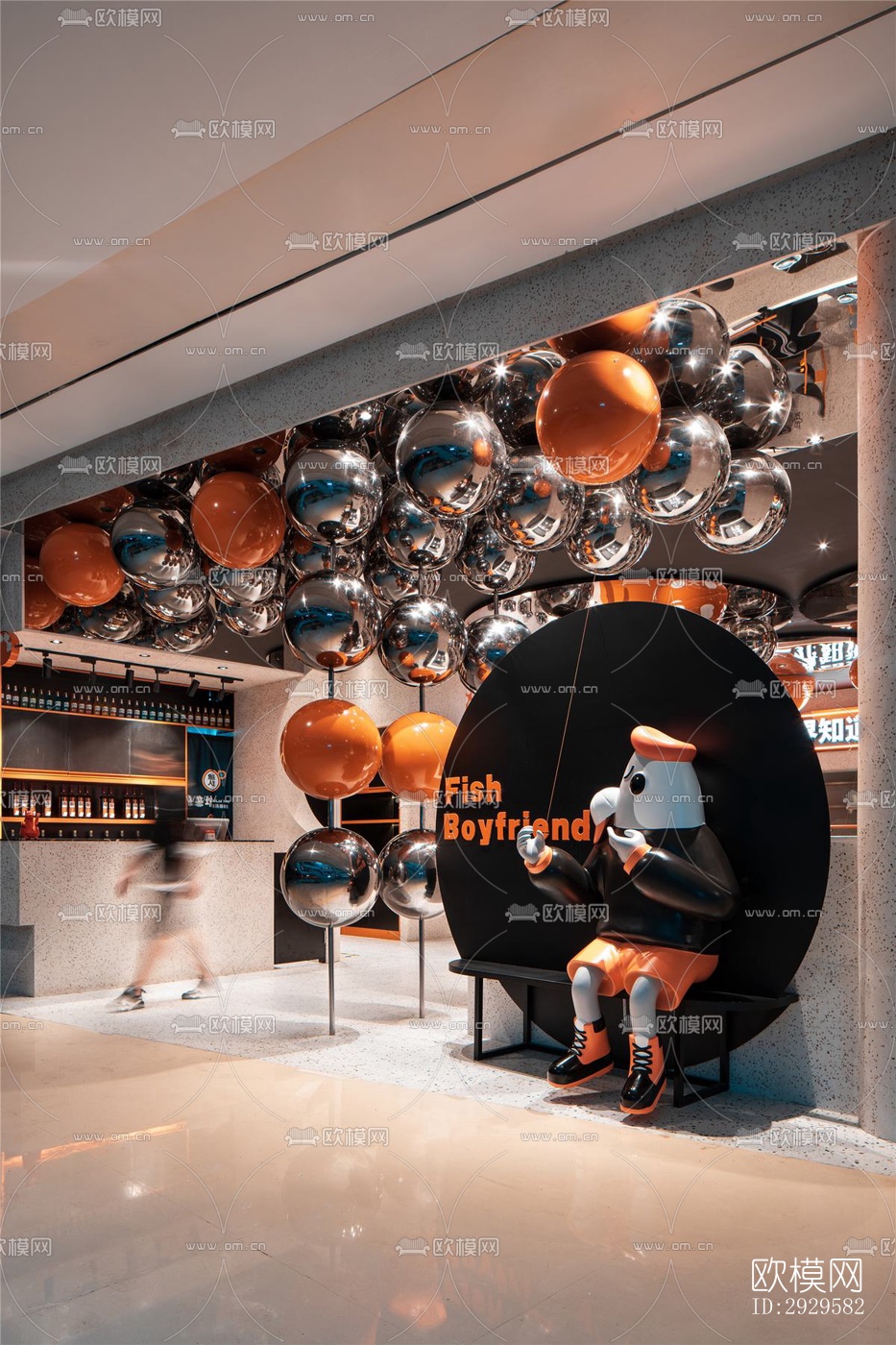 高级灰西餐厅效果图下载（渲染图10）