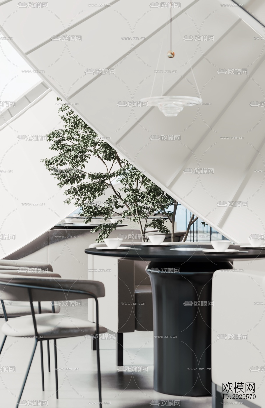 现代西餐厅效果图下载（渲染图4）