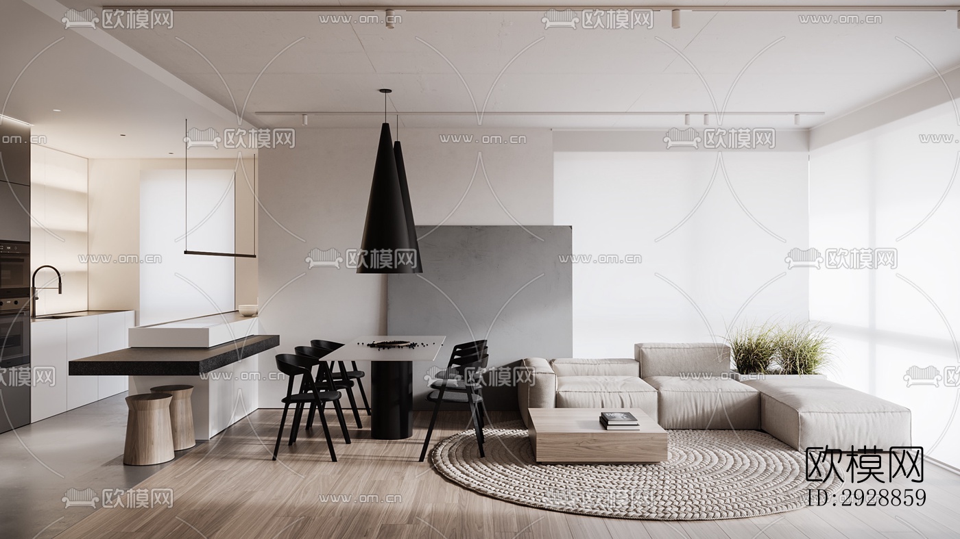 现代平层效果图下载（渲染图13）