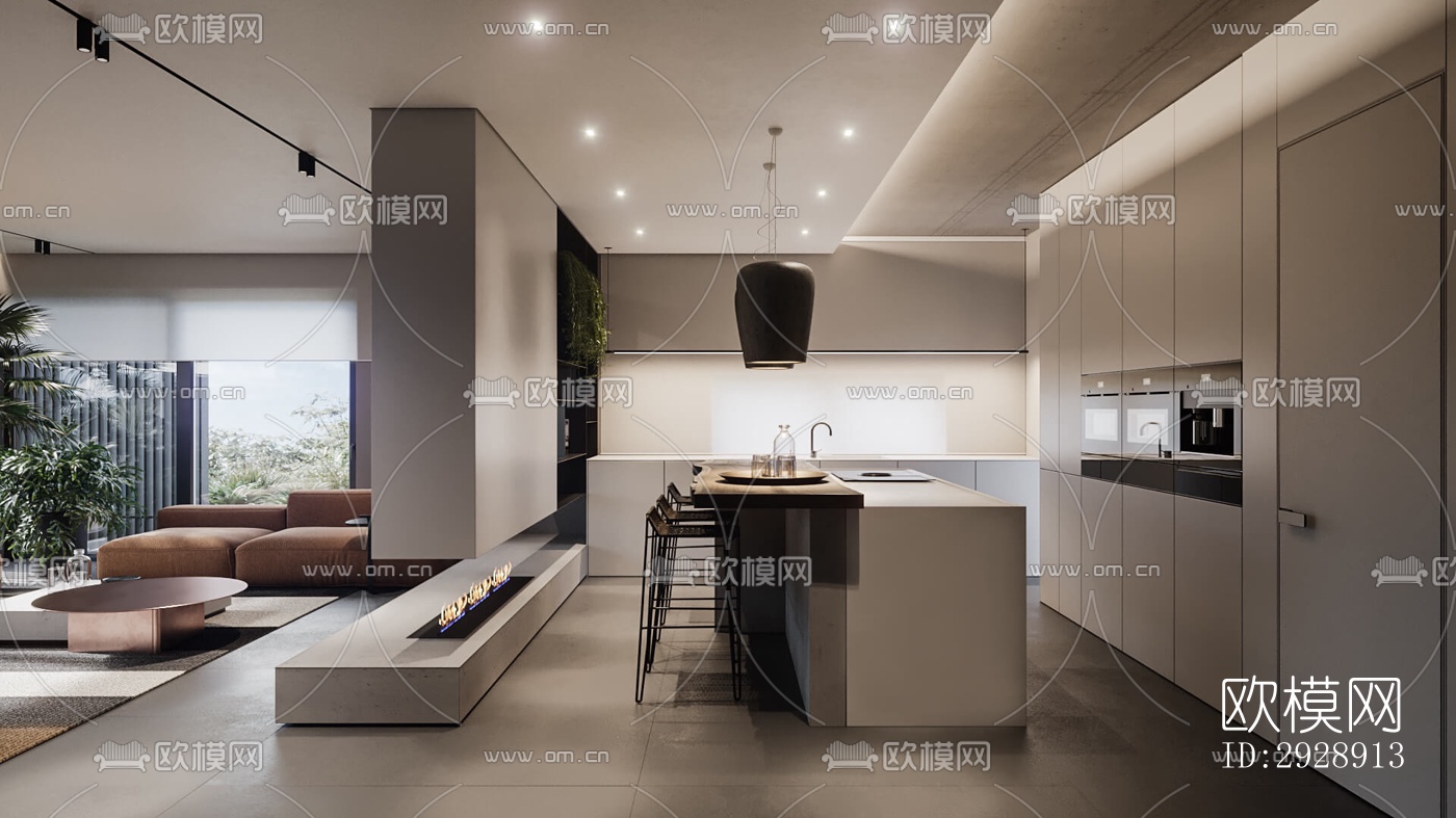 现代平层效果图下载（渲染图14）