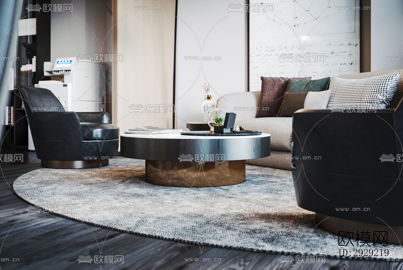 现代经理室效果图下载（渲染图2）