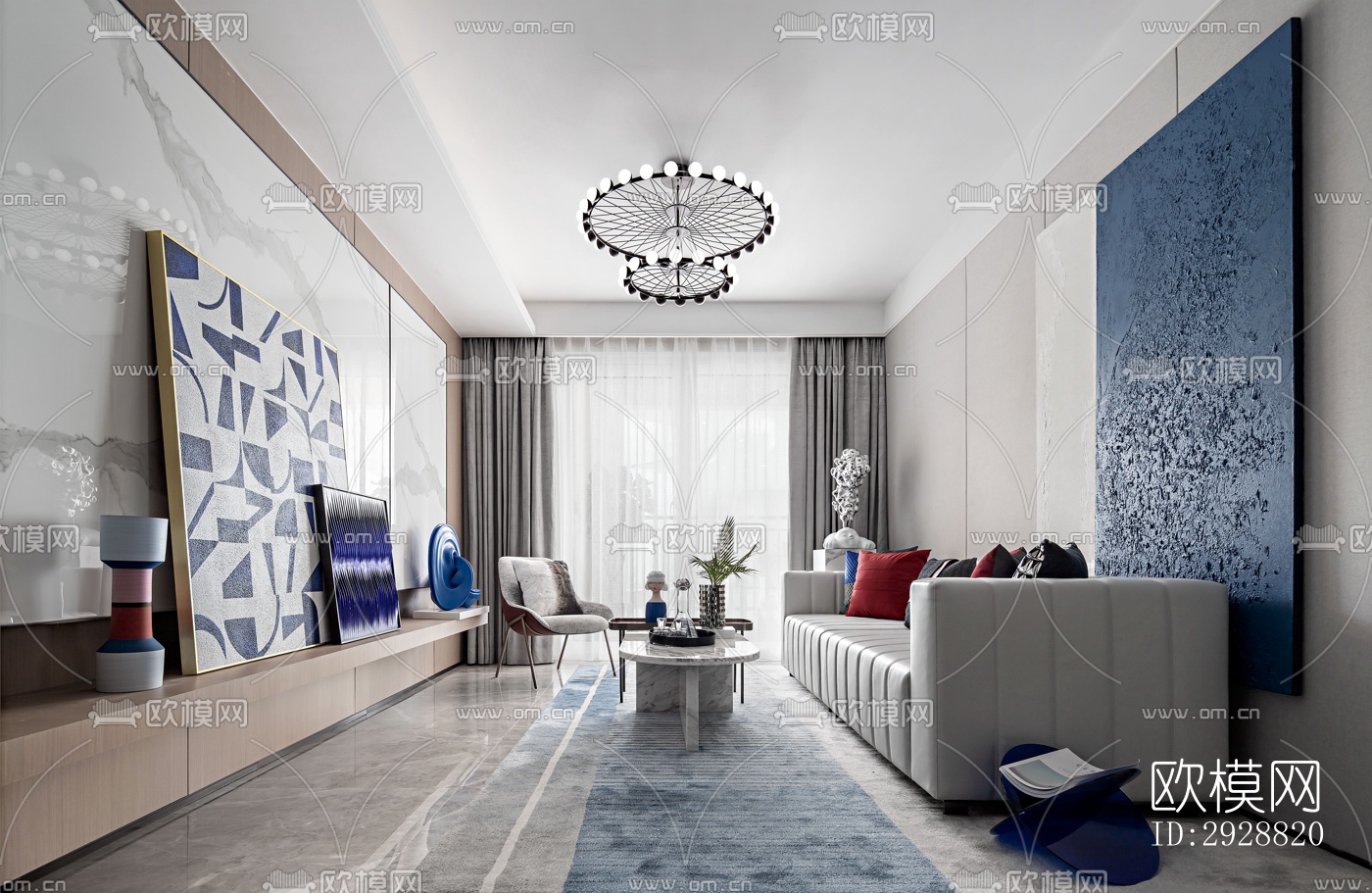 现代平层效果图下载（渲染图3）