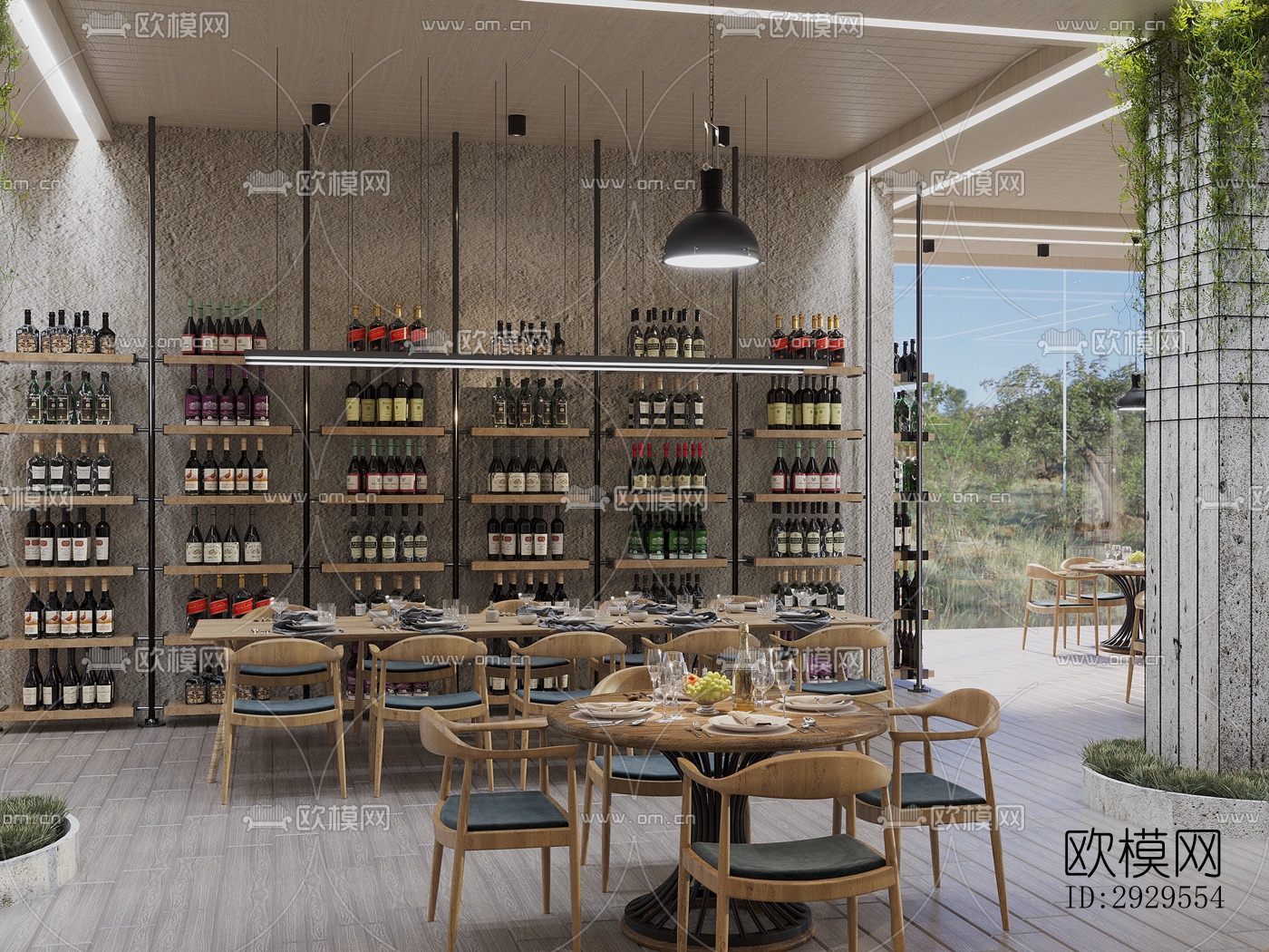 工业风西餐厅效果图下载（渲染图5）