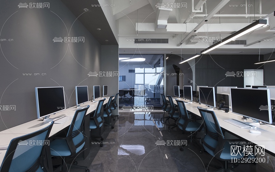 高级灰办公区效果图下载(渲染图8)