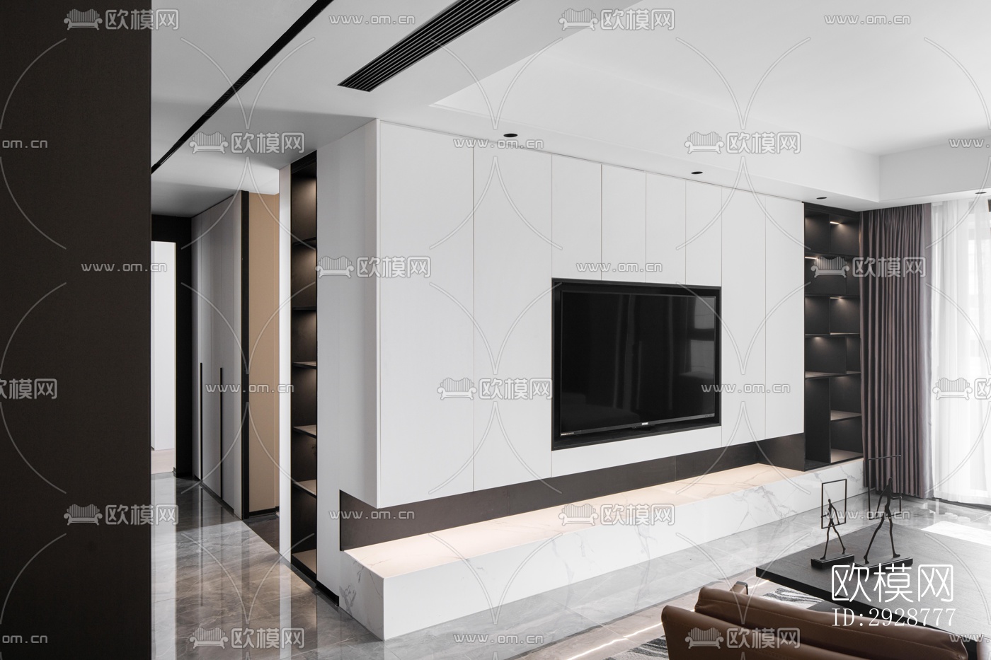 现代平层效果图下载（渲染图4）