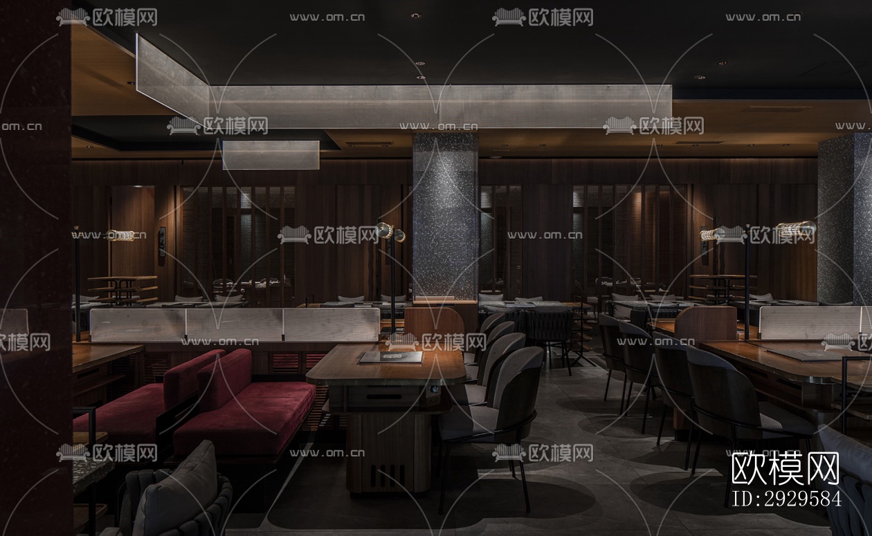 高级灰西餐厅效果图下载（渲染图15）