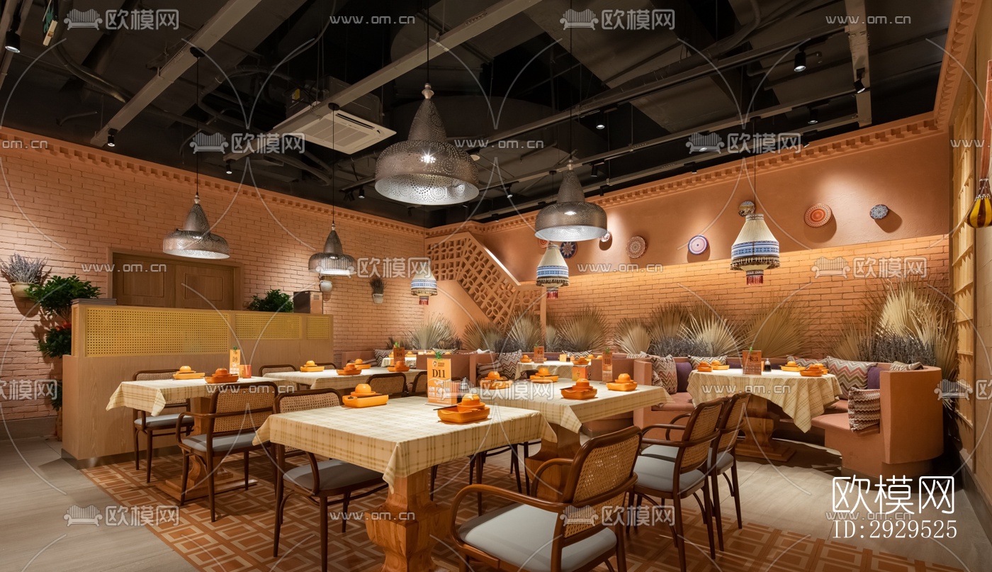 东南亚西餐厅效果图下载（渲染图9）