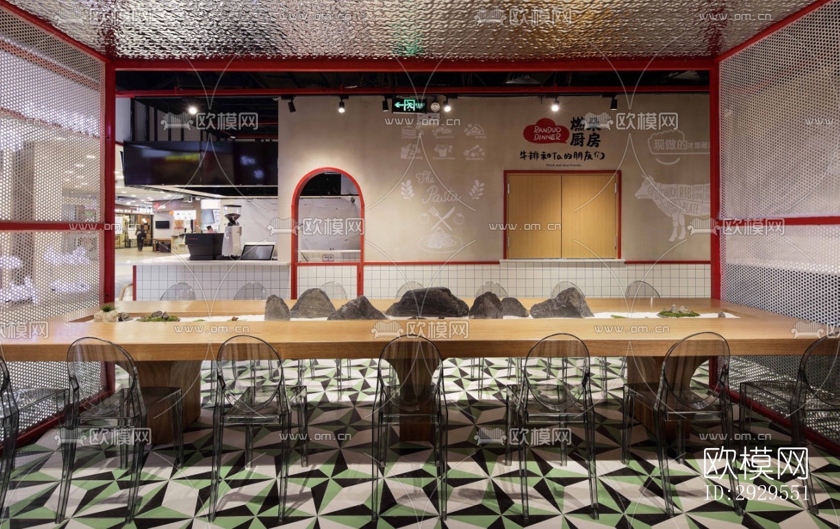 工业风西餐厅效果图下载（渲染图10）